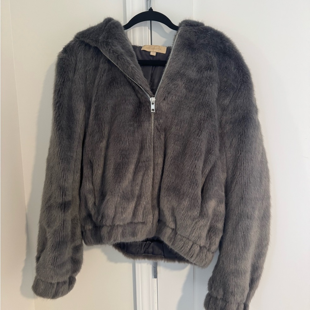 Dance & Marvel Charcoal Faux Fur Coat